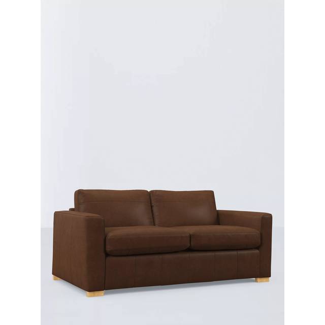 John Lewis Oliver II Large 3 Seater Leather Sofa Bed, Light Leg