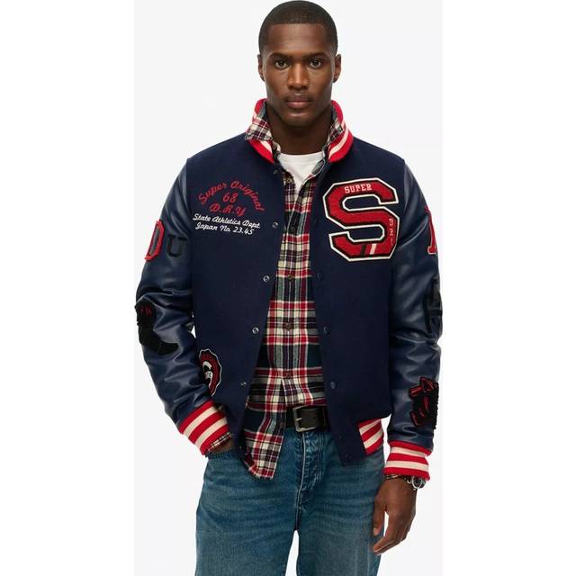 Superdry College Varsity Patched Bomber Jacket, Atlantic Navy