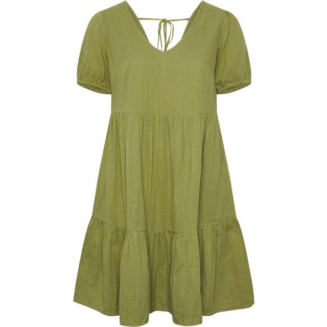 Yours Curve Olive Green Tiered Smock Mini Dress, Women's Curve & Plus Size, Yours - 20