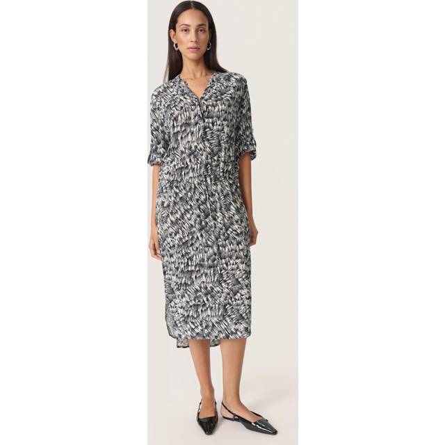 Soaked In Luxury Zaya Midi Dress With Drawstring Waist Black