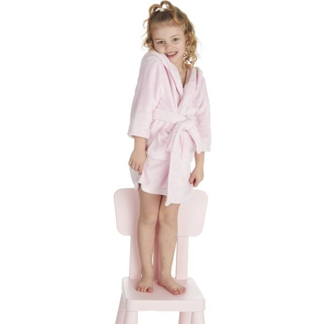 (Pink, 2-3 Years) Kids Girls Boys Hooded Dressing Gown Thermal Fleece Snuggle Energy Saving Toddler Robe Sizes 2-4 Years