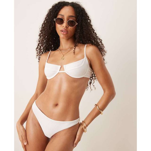 Mango Adaya Textured Bikini Bottoms, White
