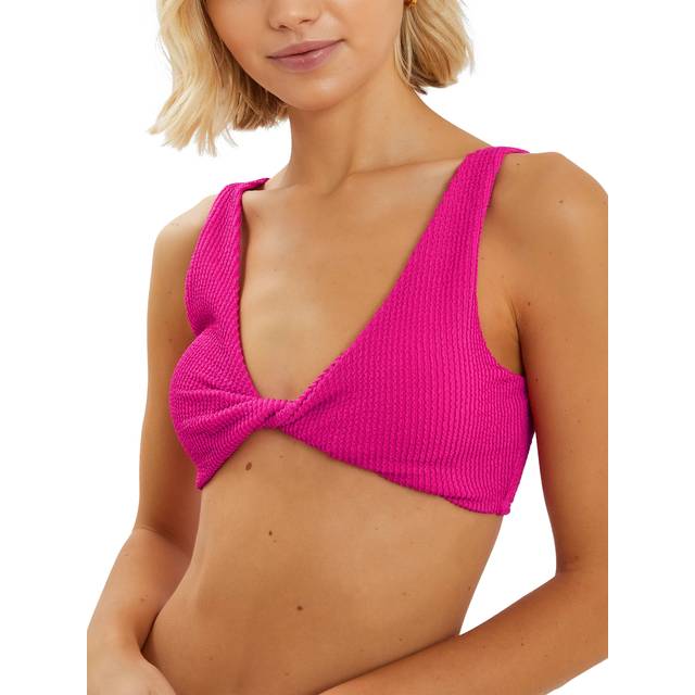 Accessorize Twist Front Crinkle Bikini Top, Pink
