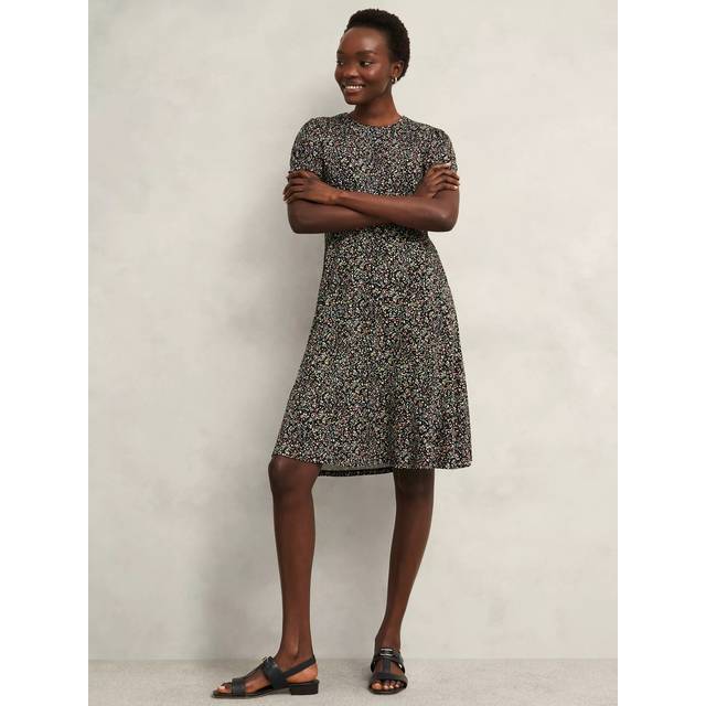 Hobbs Petite Rima Puff Sleeve Jersey Dress, Multi