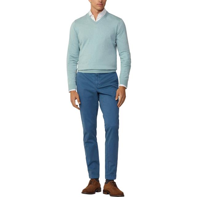 Hackett London Cotton & Cashmere Blend V-Neck Jumper, Berry Red