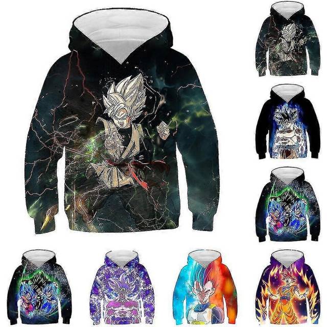 (D, 9-10 Years) Kids Boys Girls Dragon Ball Hoodie Long Sleeve Sweatshirts Sports Hooded Pullover Tops For 5-10 Years