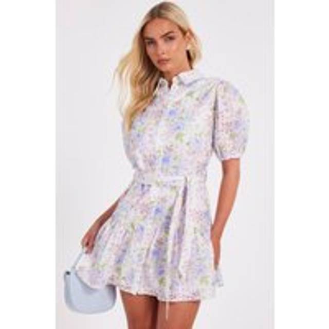 QUIZ Multi Embroidered Floral Shirt Dress - 14