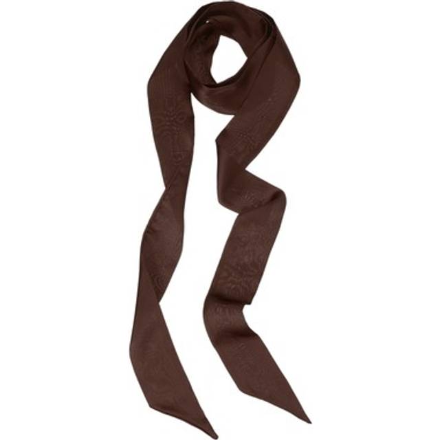 Stylish ribbon scarf long silk solid color skinny scarves coffee