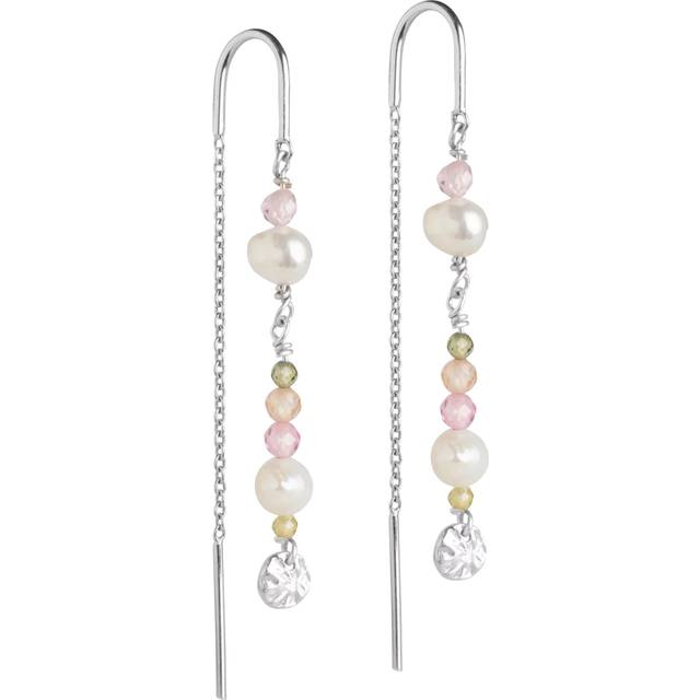 ENAMEL Copenhagen Sofia Chain Earrings, Light Pink/Silver