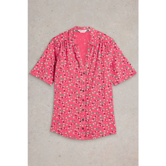Women's White Stuff Women's Annie Short Sleeve Jersey Shirt Coral Print - Pink/Orange/Red