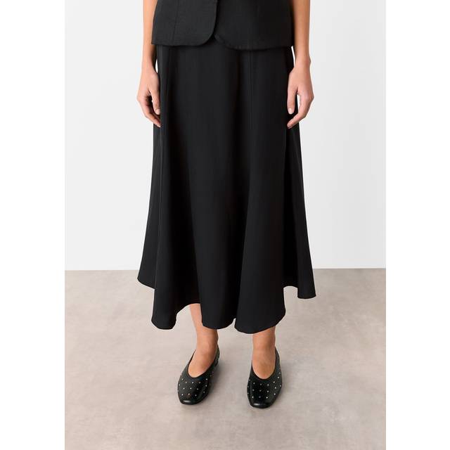 Whistles Helena A-Line Midi Skirt, Black