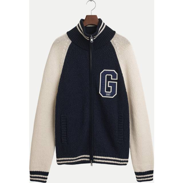 GANT Cotton-Wool Varsity Cardigan, Evening Blue