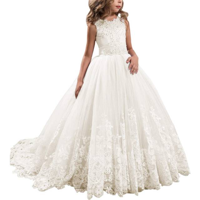 Princess Lilac Long Girls Pageant Dresses Kids Prom Puffy Tulle Ball G