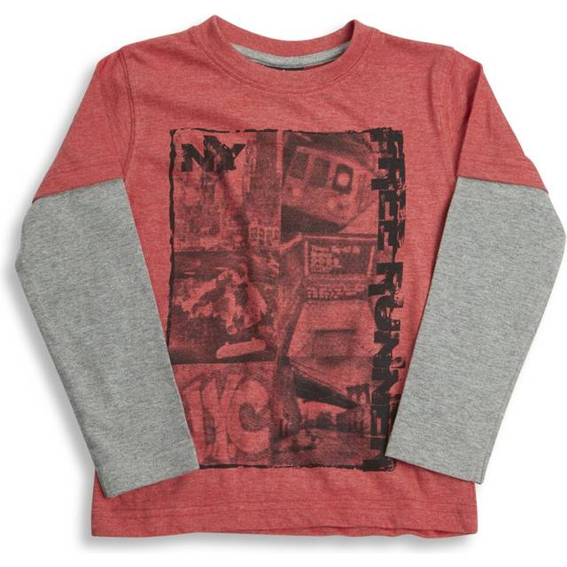 (Orange, 2-3 Years) Cargo Bay Kids Boys Long Mock Layered Sleeve Top T-Shirt Printed Designs Cotton