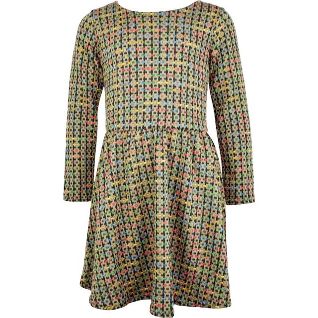 (13 Years, Stone) Kids Girls Skater Dress Long Sleeve Tweed Texture