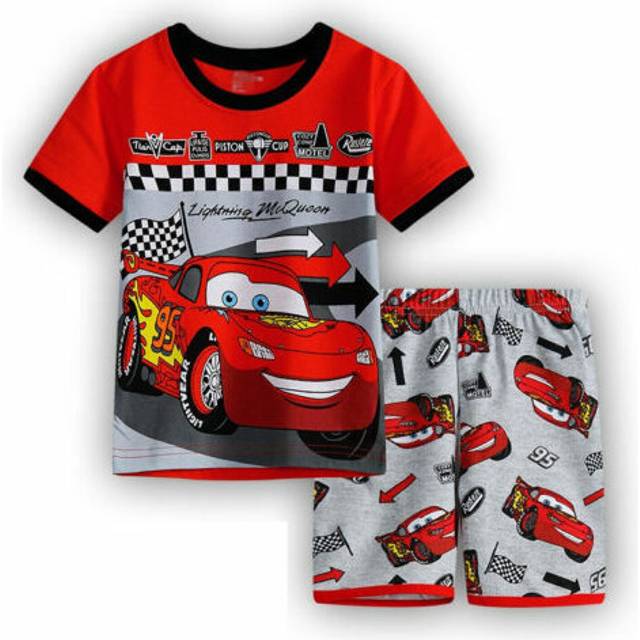 (Lightning McQueenCars Pattern Pajamas PJ's Set, 4-5 Years) 2PCS Boys Girl Kids Batman Pyjamas Short Sleeve T-Shirt Shorts PJs Age 2-8Y HOT