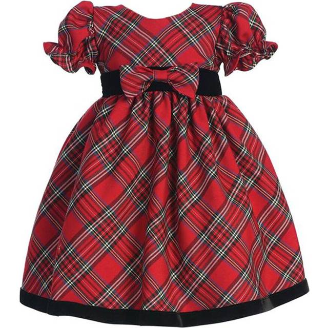 iGirlDress Baby Girls Red Black Velvet Plaid Holiday Fall Christmas Girls Dress 814 Size XL