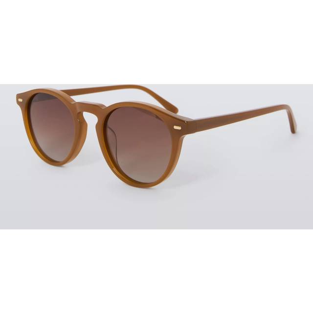 John Lewis Round Polarised Sunglasses, Light Brown