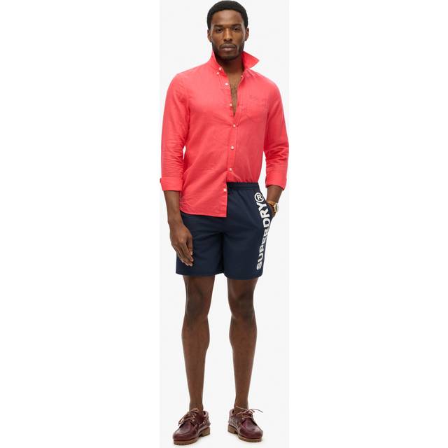 Superdry for man. M3010248A 43.2 cm swimming costume with sporty graphics (S), Beachwear, Polyester, Navy