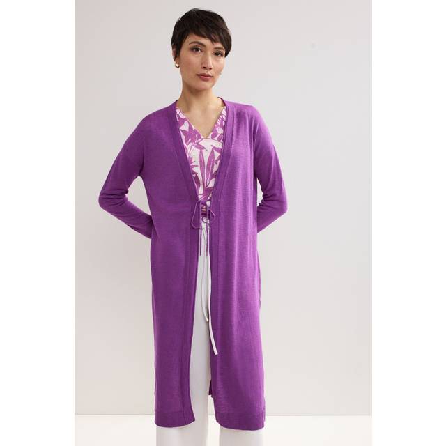 Phase Eight Tasha Longline Linen Rich Cardigan, Purple