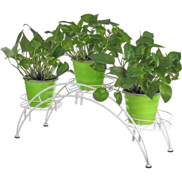 (White) Curved Flower Rack Metal Flower Stand Plant Stand Balcony Garden Flower Plant Stand Bonsai Display Shelf