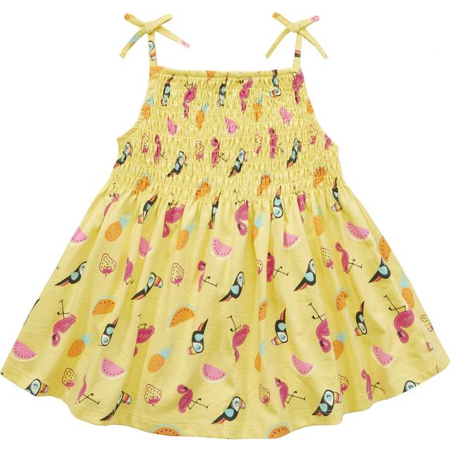 Girls infant tropical shirring dress summer cute playful bright novelty size 2-8