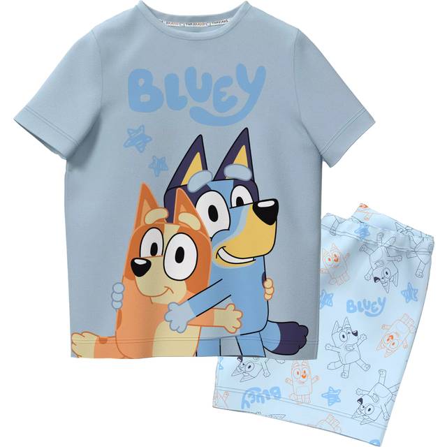Brand Threads Kids' Bluey Cotton Shortie Pyjama Set, Blue