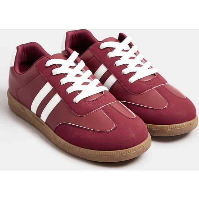 Burgundy Red Retro Stripe Trainers In Extra Wide eee Fit - 7EEE