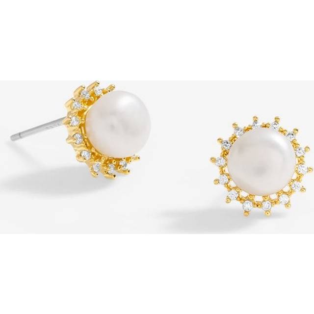 Jon Richard Jon Richard Gold Plated Cubic Zirconia And Pearl Mini Stud Earrings