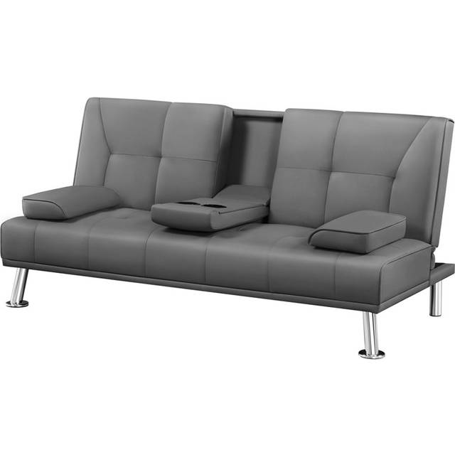 Upholstered Sofa Bed - Dark Grey (83cm H X 180cm W X 86cm D)