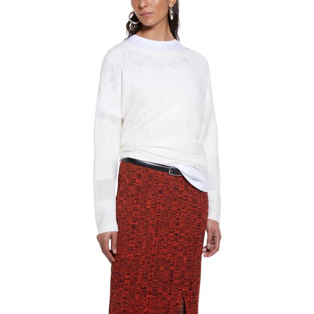 SISLEY Boat Neck Oversized Jumper, Cream