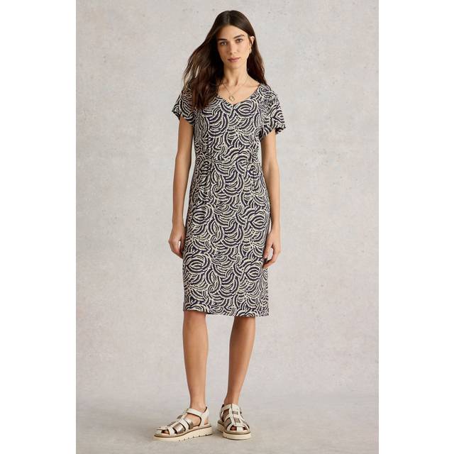 Women's White Stuff Women's Regular Tallie Jersey Short Sleeve Dress Navy Print - Size: 16
