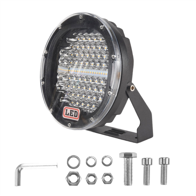 7 Inch 300W Offroad LED Work Light Bar White+Amber, Round Spotlight Car Work Lamp for Truck 4WD 4X4 ATV UTV SUV