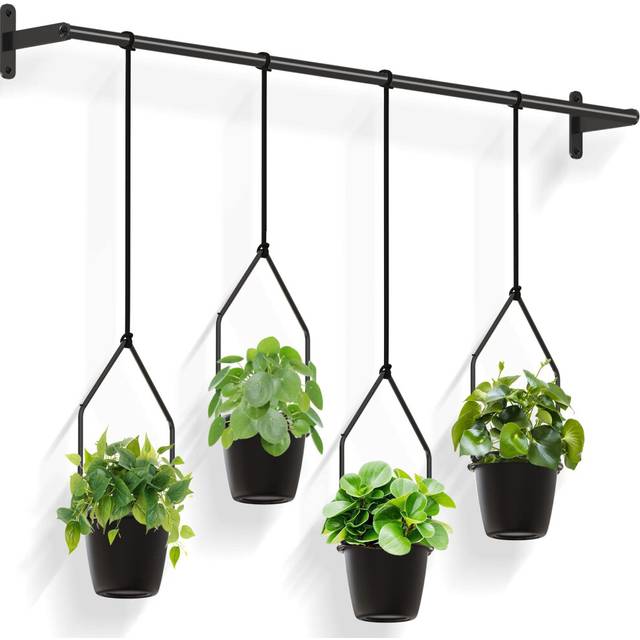 Mutool Hanging Plant Pots for Indoor Plants, 4 Pack Garden Hanging Basket Plant Hanger, Modern Wall and Ceiling Hanging Plant Holder with Melamine