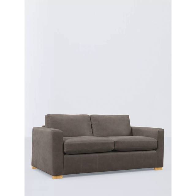 John Lewis Oliver II Large 3 Seater Leather Sofa Bed, Light Leg