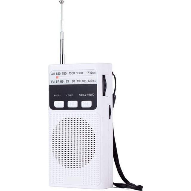 Mini Pocket FM AM Radio Portable Rechargeable Radios White