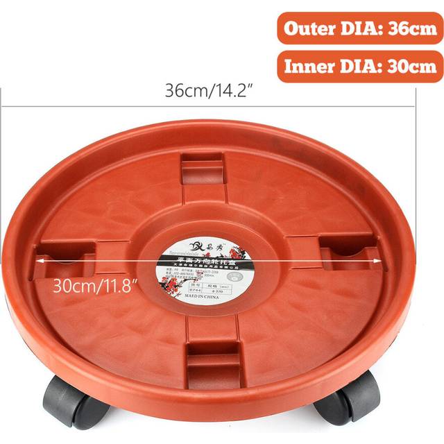 (4) Flower Pot Rack Holder PP Plant Caddy Round Potted Garden Plant Stand With Wheels