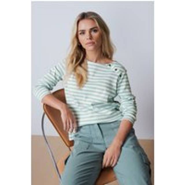 M&Co Petite Green & White Cotton Stripe Long Sleeve Top 14 M&Co Petites