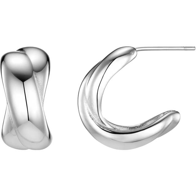 LUXE Waterproof Polished Crossover Hoop Earrings