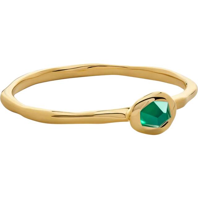 Monica Vinader Odyssey Gemstone Stacking Ring, Green Onyx/Gold