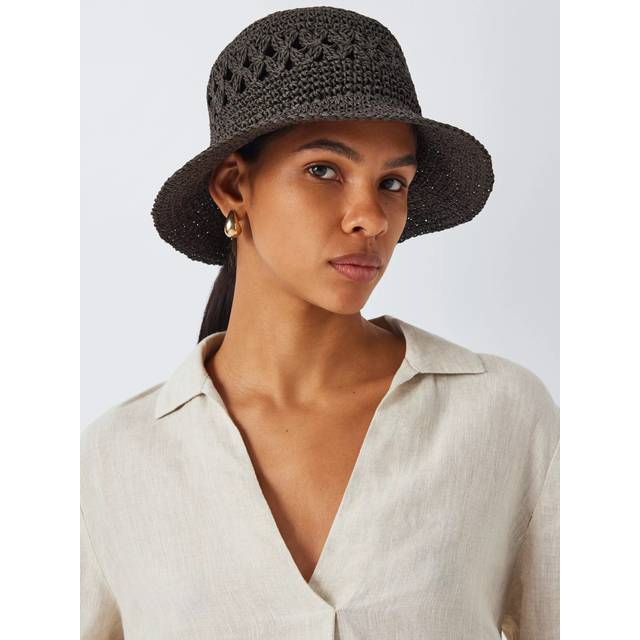 John Lewis Crochet Bucket Hat, Brown