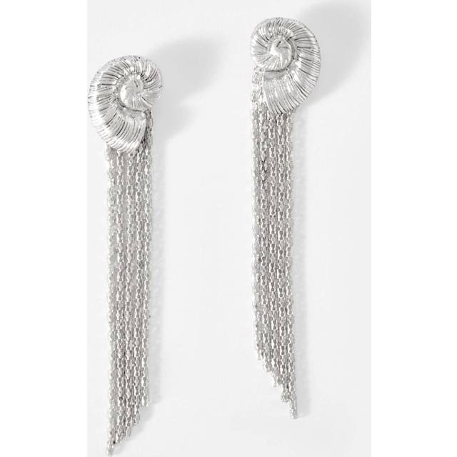 Mint Velvet Shell Drop Earrings, Silver