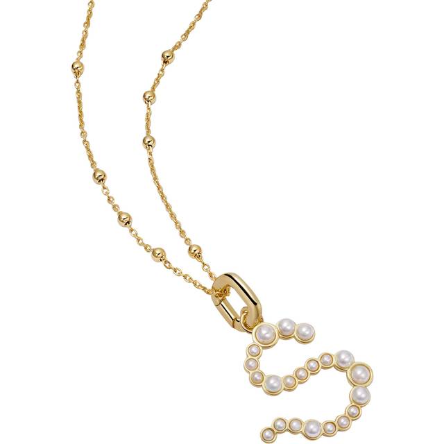 Daisy London Pearl Initial Pendant Necklace, Gold