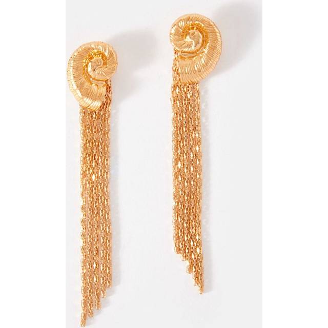 Mint Velvet Shell Fringe Drop Earrings, Gold