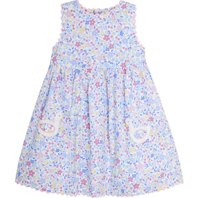 JoJo Maman Bébé Kids' Floral Duck Appliqué Dress, Pink