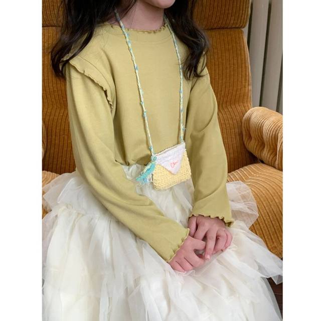 (?Apricot Color, 110cm) Girls Autumn Mesh Skirt Korean Version Spring Skirt Children's Fluffy Skirt Versatile Cake Skirt Spring Summer