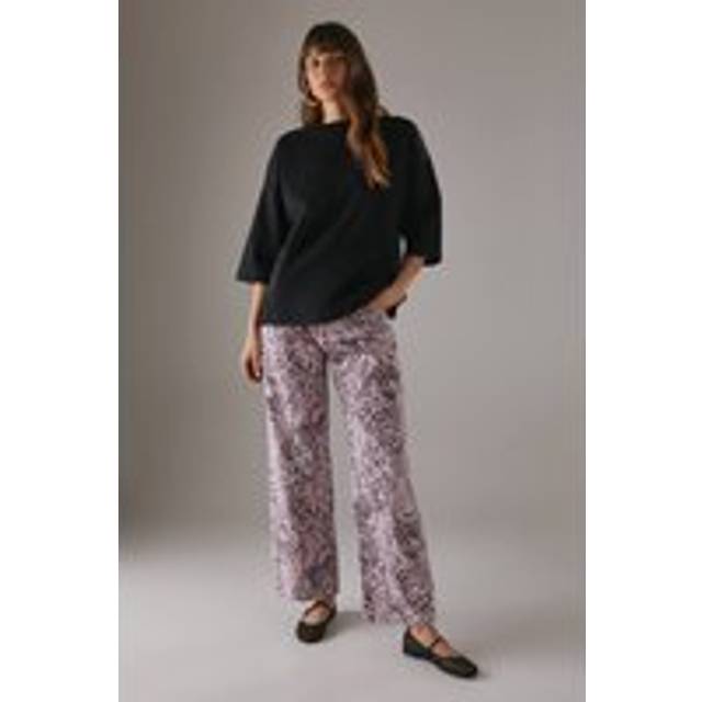 Womens Printed Denim Low Rise Dad Jeans - Multi - 14