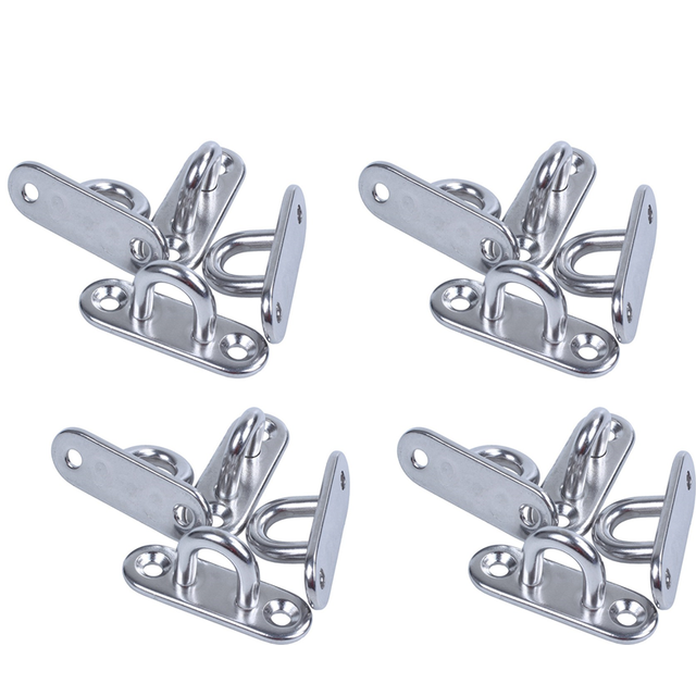 16Pcs 5mm 304 Stainless Steel Oblong Pad Eye Plate Staple Ring Hook