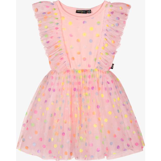 Rock Your Baby Girls Pink Polka Dot Tulle Dress - 4 year