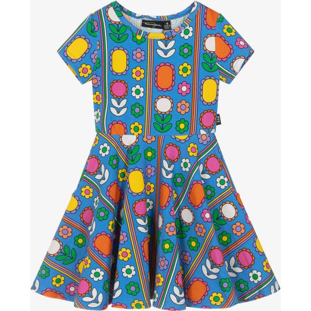 Rock Your Baby Girls Bright Blue & Floral Print Dress - 4 year